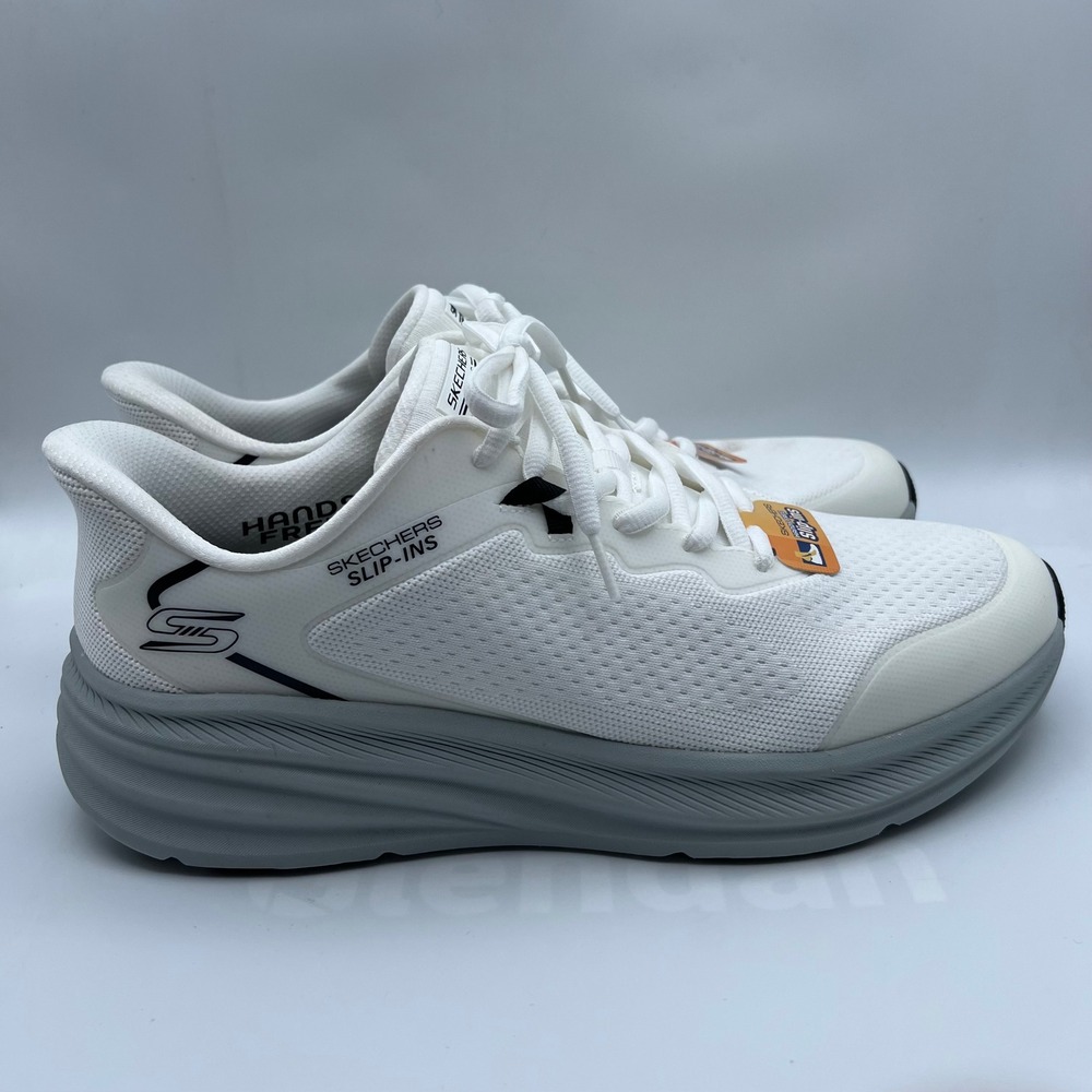 Skechers Hands Free Slip-ins BOBS Sport Skillz Mens 12 White Grey Sneakers